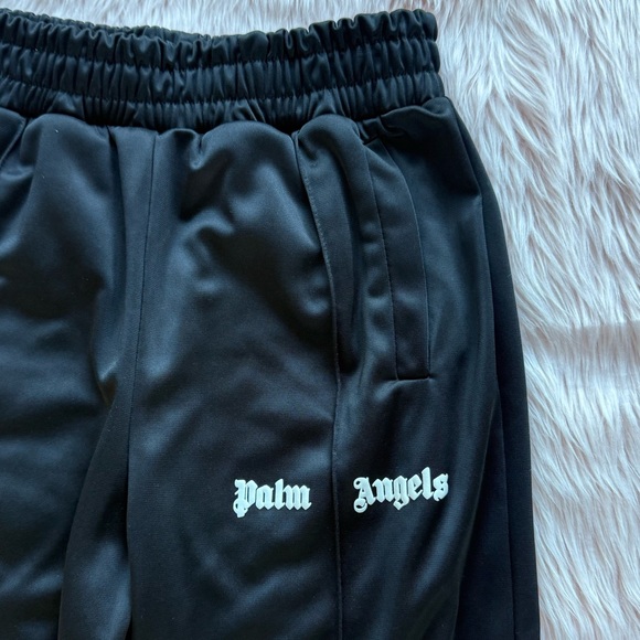 EUC RARE Palm Angels Venice SRL Black Track Pants With Pink and Green Flames - Picture 3 of 8